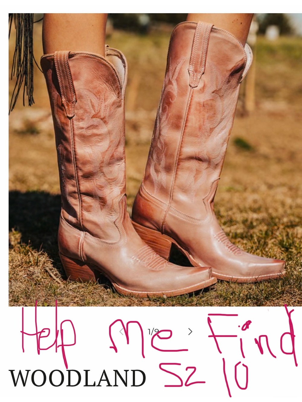 Find Me Freebirds Blush Leather Western Heeled Cowboy Boots